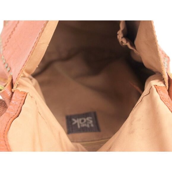 The Sak TAN BROWN GENUINE LEATHER FLAP XBODY BOHO MESSENGER SHOULDER BAG HANDBAG - Picture 9 of 15